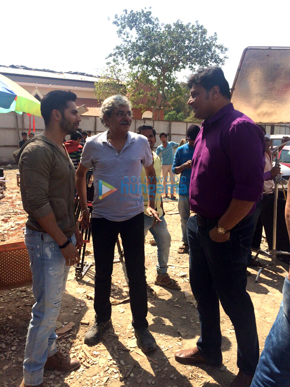 varun dhawan snapped on the sets of cid promoting badlapur 3