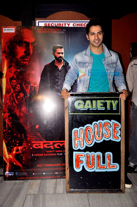 varun dhawan meets his fans at the screening of badlapur at gaiety 3