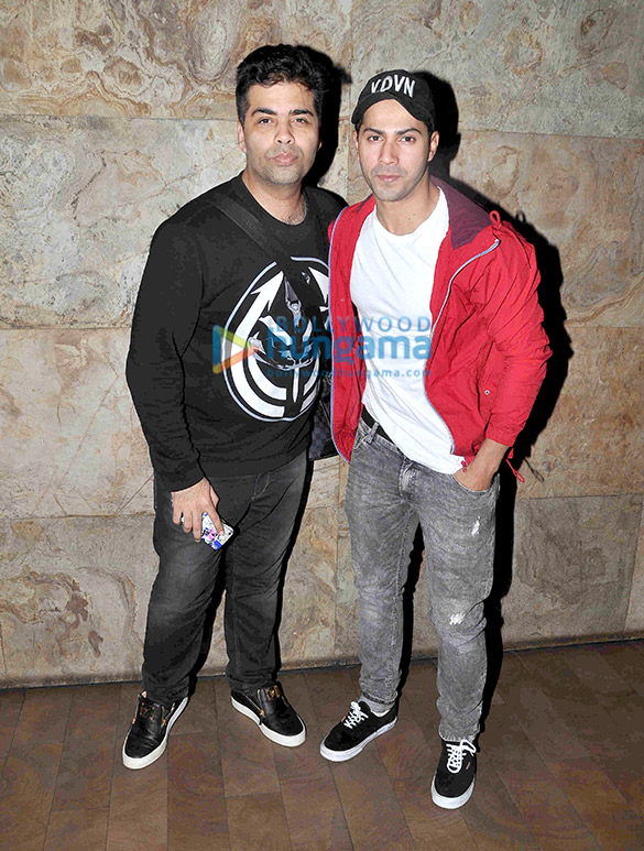 varun dhawan karan johar snapped at the screening of inside out 2