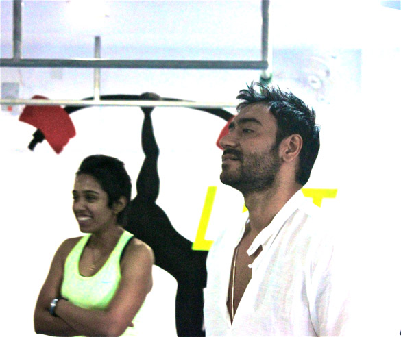 ajay devgn visits the hive gym to promote bol bachchan 4