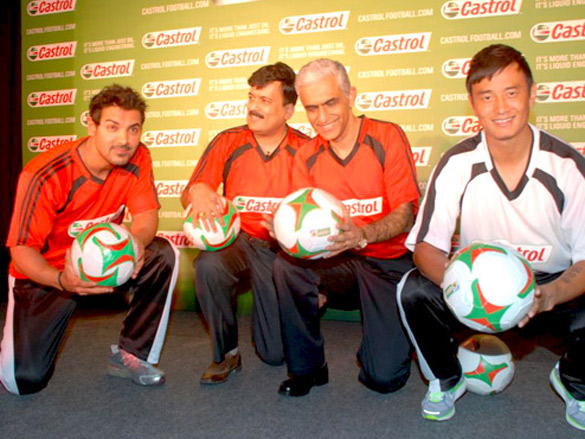 john and bhaichung bhutia at castrol football event 4