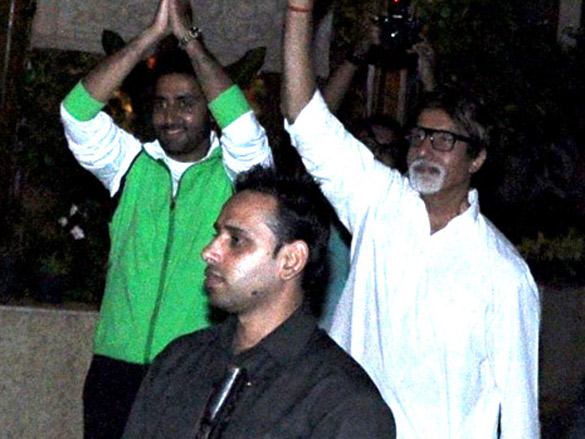 amitabh and abhishek bachchan spotted at jalsa 4