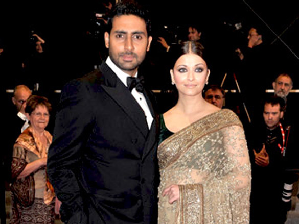 abhishek bachchan and aishwarya rai bachchan attends the premiere of outrage held at the palais des festivals during 63rd annual international cannes film festival 2