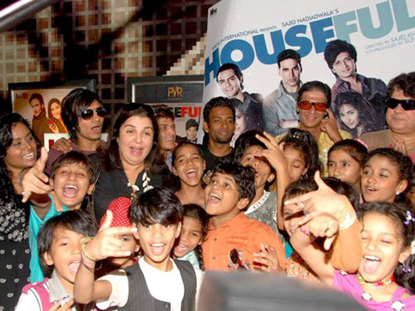 farah khan and sajid khan hosts a special screening of housefull for kids 4