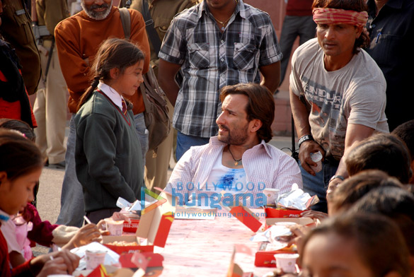 saif ali khan spends time with ngo kids on the sets of bullett raja 4