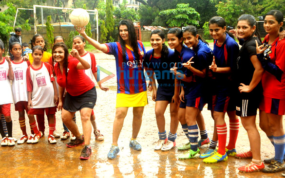 rakhi sawant carlyta mouhini play football for under privileged children 6