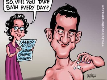 Bollywood Toons: Aamir will take bath everyday