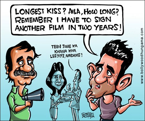 Bollywood Toons: How long will Aamir kiss?
