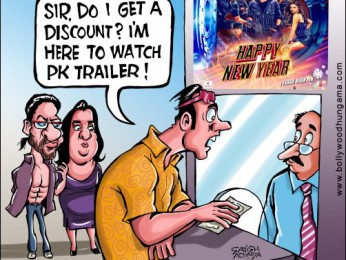 Bollywood Toons: PK at Happy New Year Bollywood Toons: PK at Happy New Year