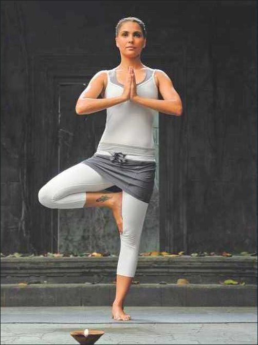 check out lara duttas yoga poses in her fitness dvd 6