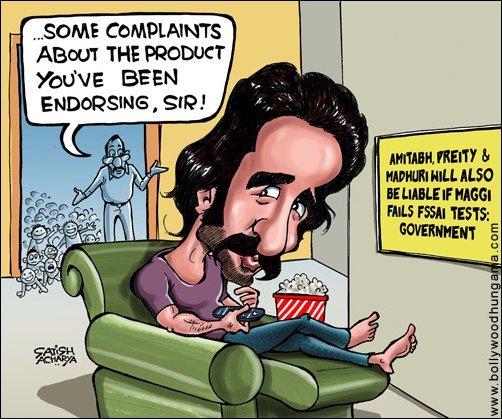 Bollywood Toons: Madhuri, Big B in trouble over Maggi endorsement?
