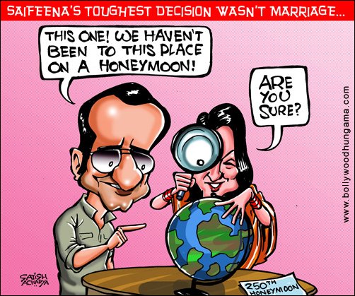 Bollywood Toons: Saif-Bebo’s exotic honeymoon