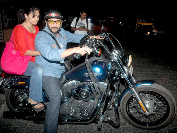 arshad warsi snapped on his harley davidson bike with wife maria 2