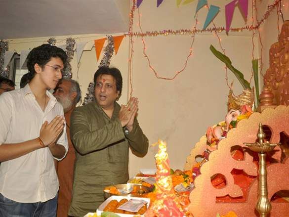 govinda with son yash at ganesha puja 3