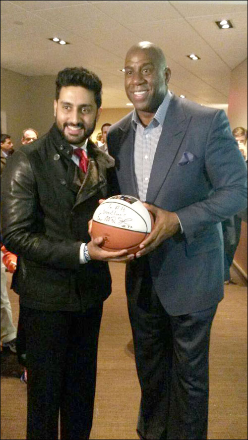 Check out: Abhishek Bachchan meets basketball champ Magic Johnson