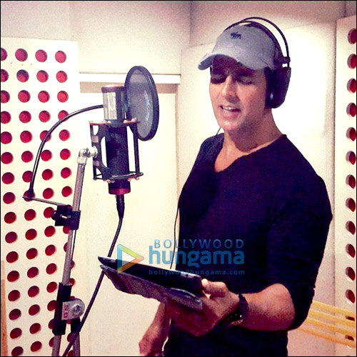 Akshay Kumar practicing singing in the studios