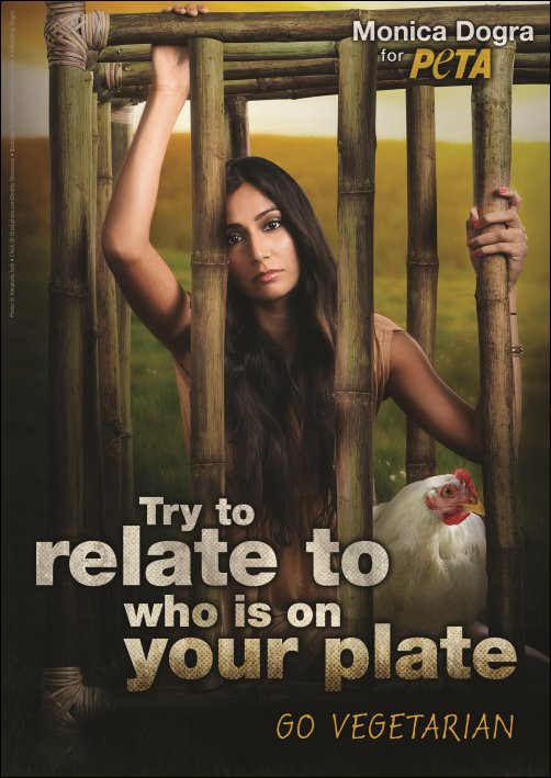 Monica Dogra caged for new Peta ad campaign