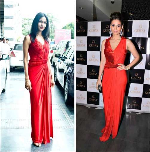 Style Seal:  Nethra and Shaheen’s cloned red gown