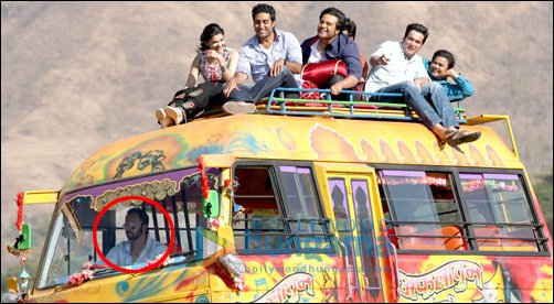 Rohit Shetty drives bus for Abhishek