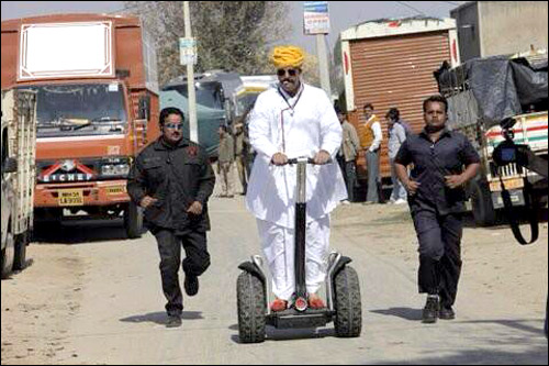 Check out: Sanjay Dutt rides a segway to PK sets in Rajasthan
