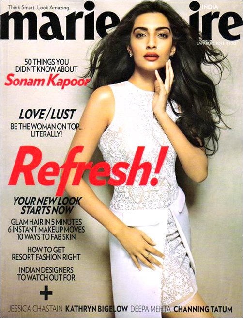Sonam Kapoor on cover of Marie Claire