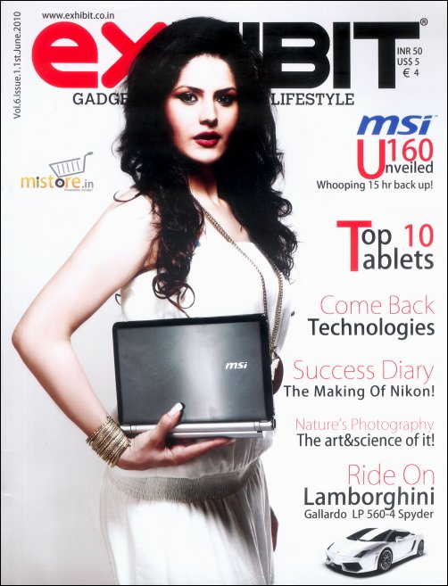 Zarine Khan on cover of Exhibit Magazine