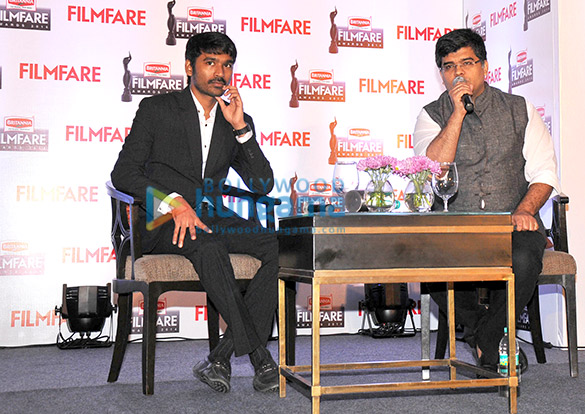dhanush at the 62nd britannia filmfare south awards special award issue launch at the leela palace 7