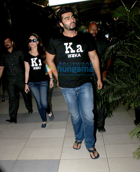 arjun kapoor kareena kapoor khan arrive from hyderabad after promoting ki ka 5
