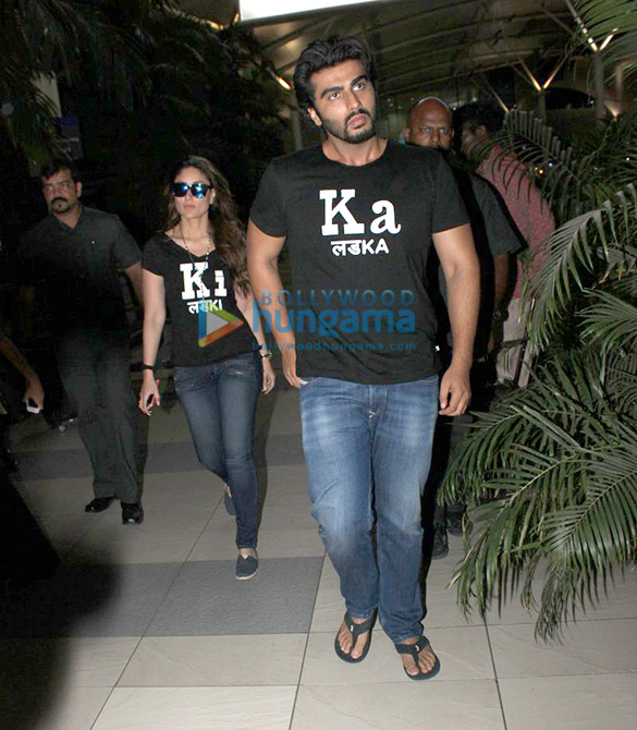arjun kapoor kareena kapoor khan arrive from hyderabad after promoting ki ka 3