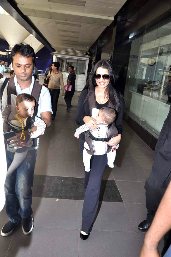 celina snapped with her twins at airport 9