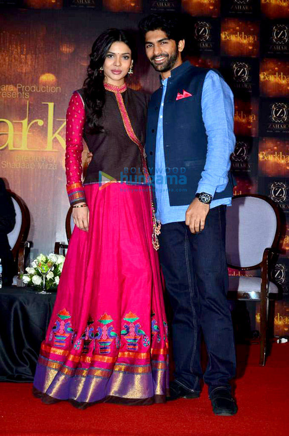 sara loren taaha shah at the launch of the film barkha 2