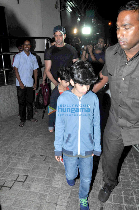 Hrithik Roshan enjoys a movie screening with his kids