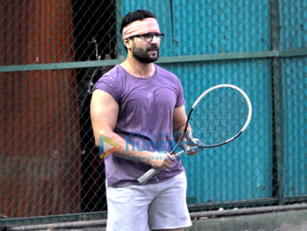 Saif Ali Khan snapped playing tennis with son Ibrahim Ali Khan & daughter Sara Ali Khan