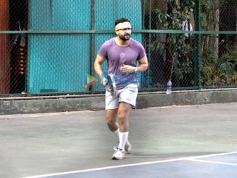 Saif Ali Khan snapped playing tennis with son Ibrahim Ali Khan & daughter Sara Ali Khan