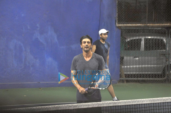 Arjun Rampal snapped playing Tennis at a Gymkhana