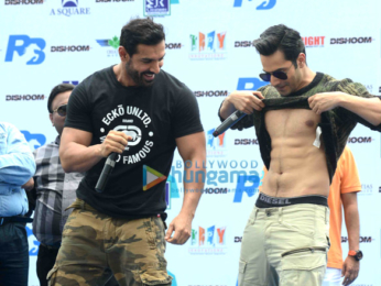 Varun Dhawan, Jacqueline Fernandez & John Abraham promote their film 'Dishoom' in New Delhi