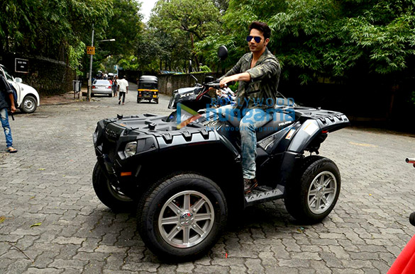 varun dhawan arrives in style on his atv bike for dishoom song launch 2