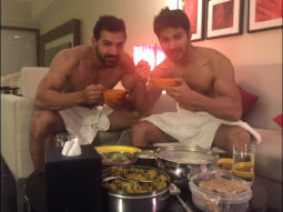 Varun Dhawan and John Abraham eat breakfast in their towels