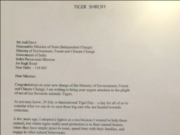 Tiger Shroff supports Tiger conservation on International Tiger Day