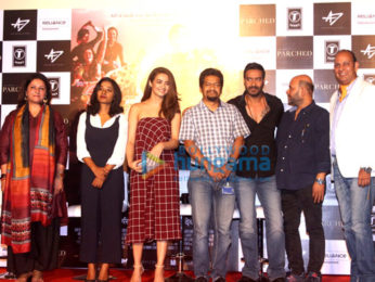 Ajay Devgan and Surveen Chawla grace the media meet for the film 'Parched'