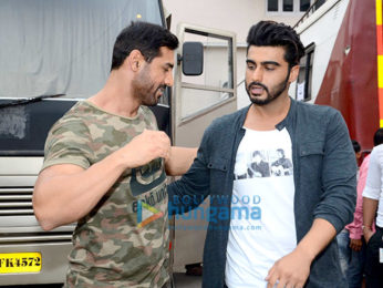 John Abraham & Arjun Kapoor snapped at Mehboob Studio