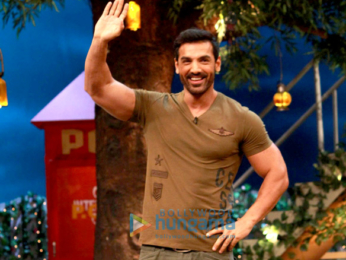 John Abraham & Sonakshi Sinha snapped on the sets of 'The Kapil Sharma Show', while promoting their upcoming film Force 2