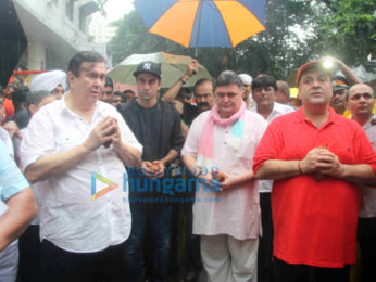Ranbir Kapoor, Rishi Kapoor, Randhir Kapoor & Rajiv Kapoor snapped during Ganpati Visarjan at RK Studio