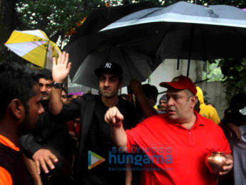 Ranbir Kapoor, Rishi Kapoor, Randhir Kapoor & Rajiv Kapoor snapped during Ganpati Visarjan at RK Studio
