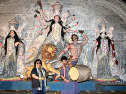 Bappi Lahiri & Bappa Lahiri at Durga Puja celebrations at the North Bombay Sarbojanin Durga Puja Samiti in Mumbai