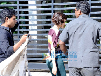 Prachi Desai snapped sporting her look from Rock On!! 2 on the sets of the movie