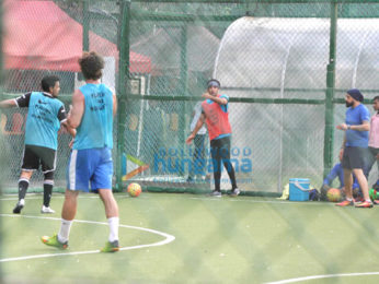 Ranbir Kapoor and Abhishek Bachchan snapped at football practice