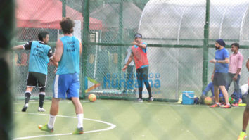 Ranbir Kapoor and Abhishek Bachchan snapped at football practice