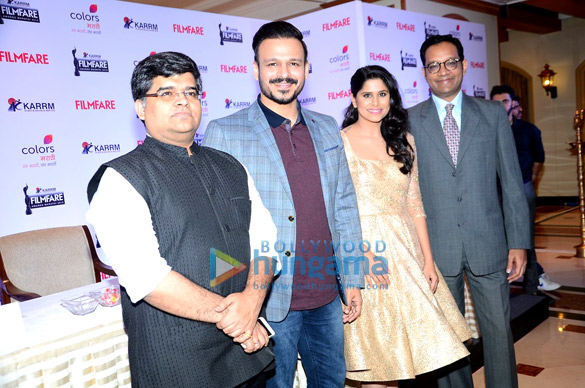 Vivek Oberoi & Sai Tamhankar at the media meet of ‘Filmfare Awards Marathi 2016’