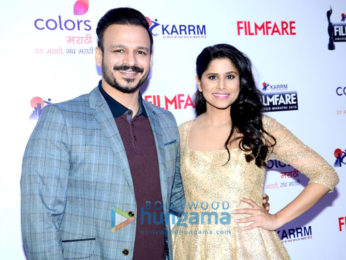 Vivek Oberoi & Sai Tamhankar at the media meet of 'Filmfare Awards Marathi 2016'